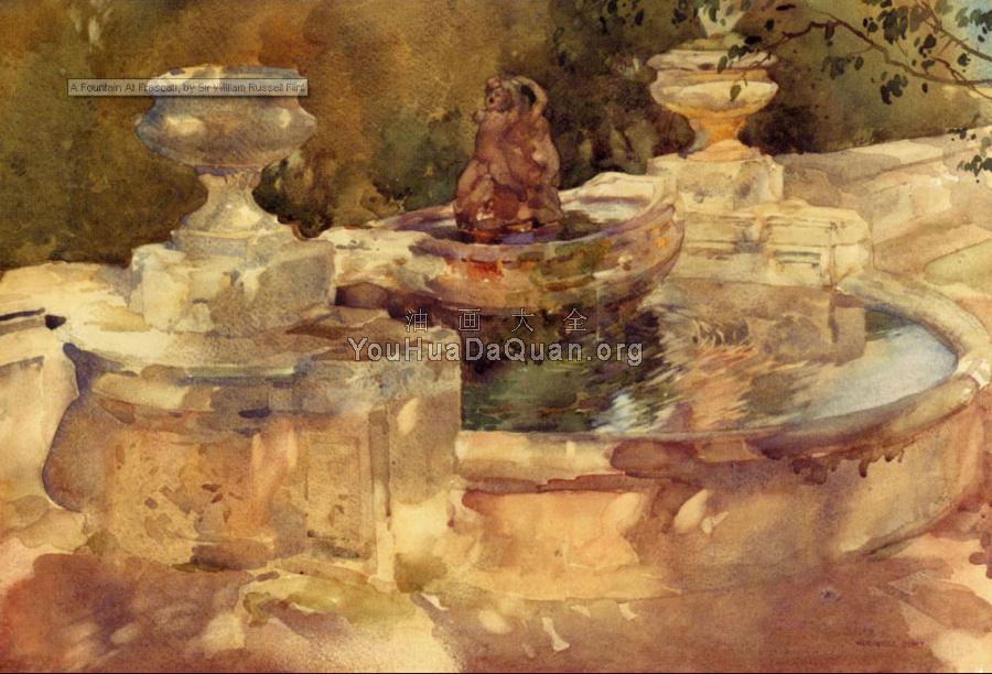 A Fountain At Frascati - 威廉·罗素·弗林特爵士